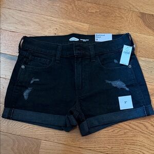 Old Navy Black Boyfriend Jean Shorts with Rolled Hem